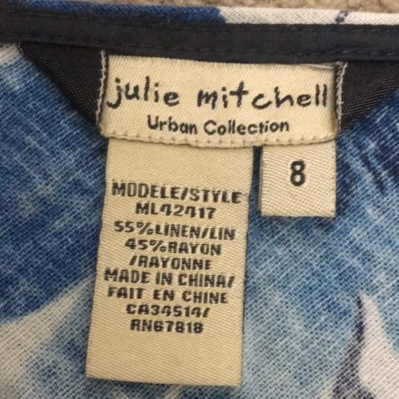 Julie Mitchell | Blue Linen Floral Skirt - Picture 4 of 6